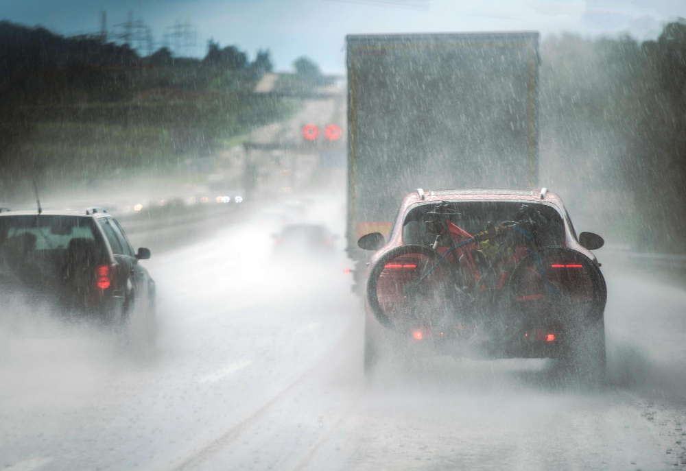 Heavy Rain Highway Traffic
